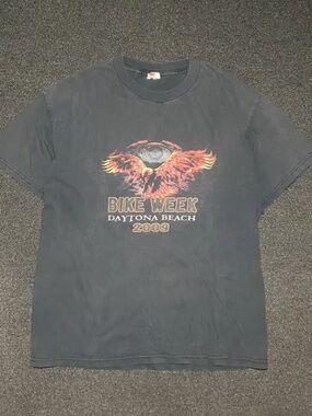 Daytona beach bike week 2009 flames faded black graphic shirt size medium
